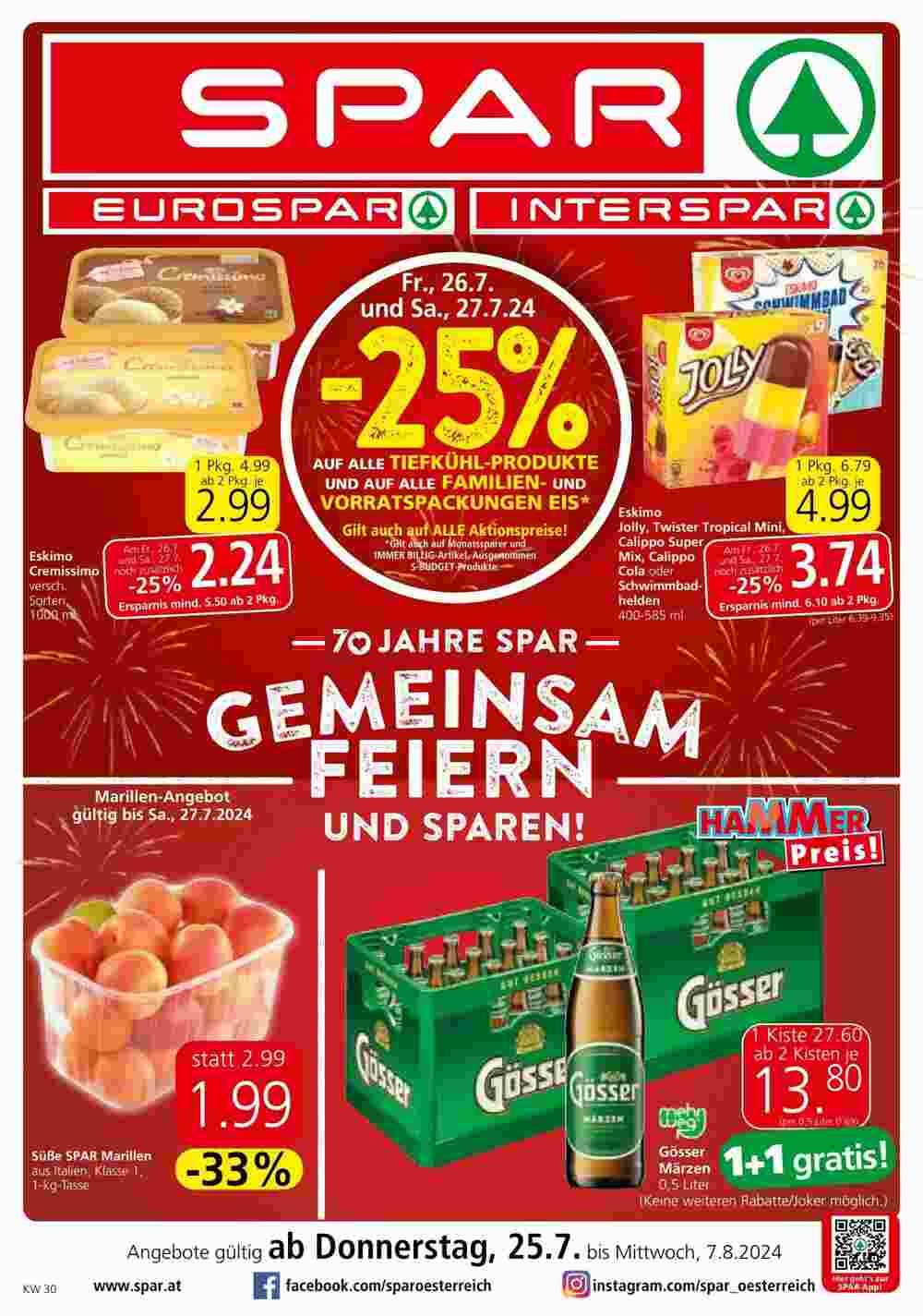 Spar Flugblatt (ab 24.07.2024) - Angebote und Prospekt - Seite 1