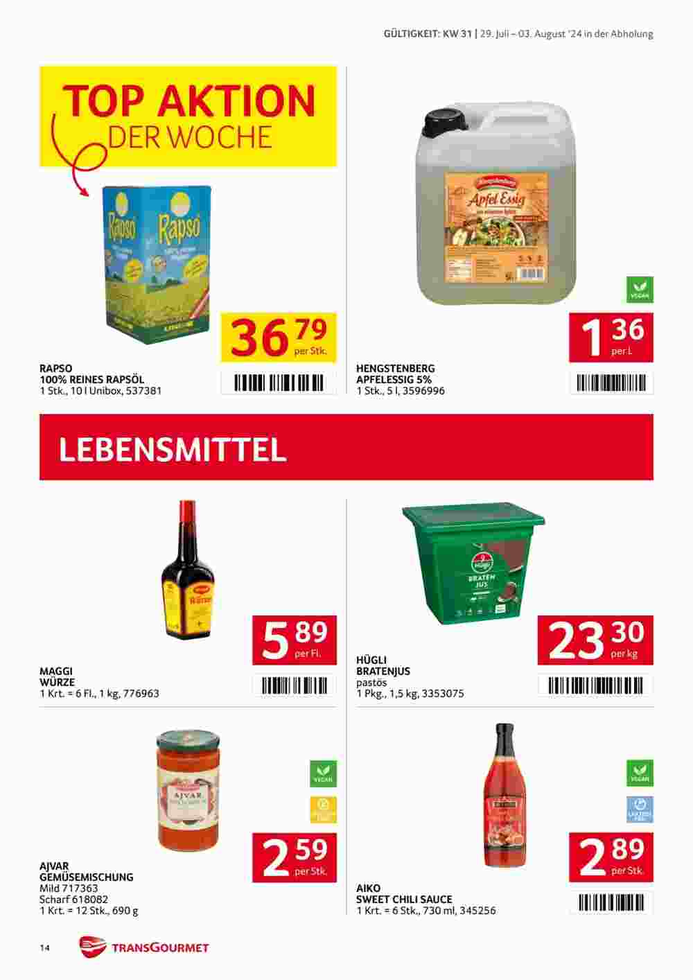 Transgourmet Flugblatt (ab 28.07.2024) - Angebote und Prospekt - Seite 14