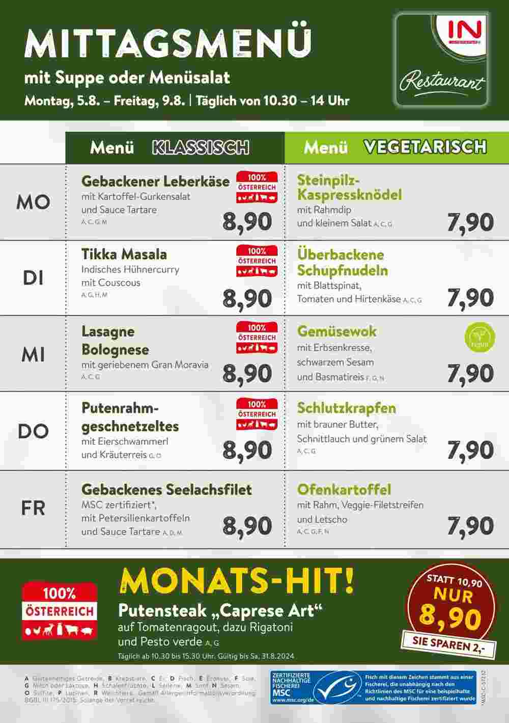 Interspar Restaurant Flugblatt (ab 05.08.2024) - Angebote und Prospekt - Seite 1