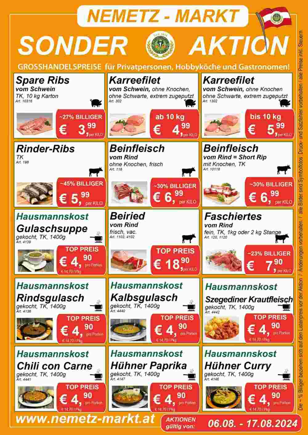 Nemetz Markt Flugblatt (ab 06.08.2024) - Angebote und Prospekt - Seite 1