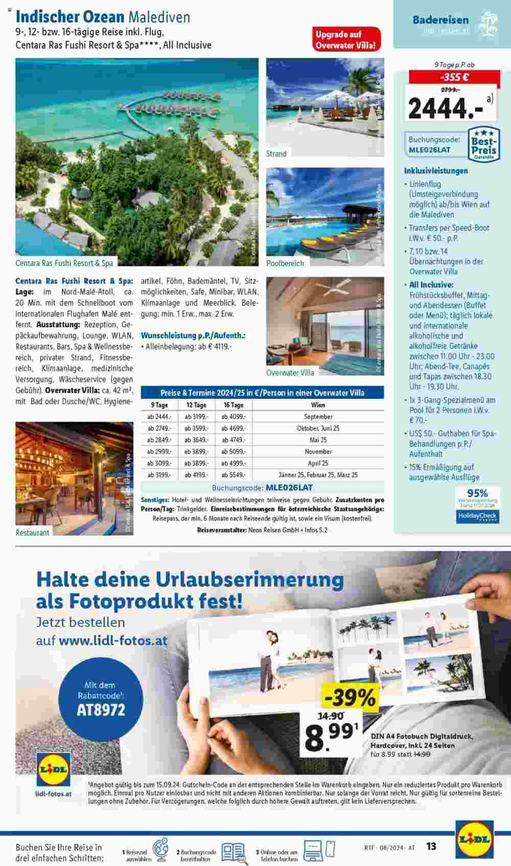 Lidl Reisen Flugblatt (ab 13.08.2024) - Angebote und Prospekt - Seite 13