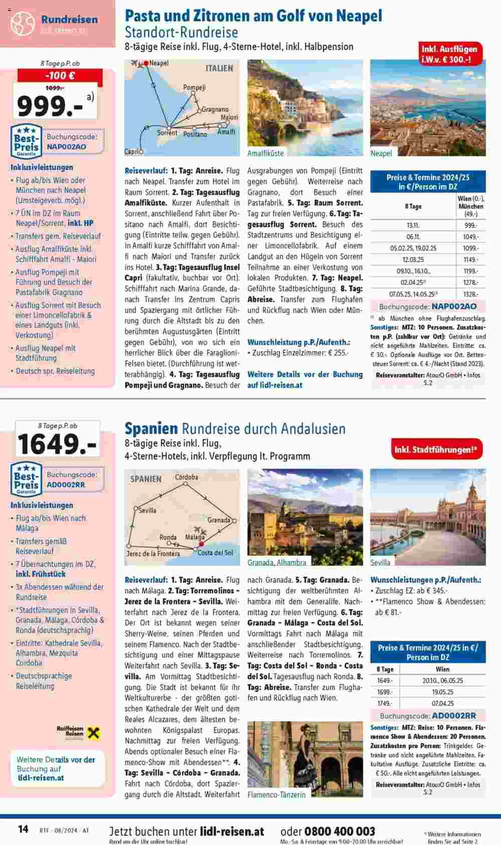 Lidl Reisen Flugblatt (ab 13.08.2024) - Angebote und Prospekt - Seite 14