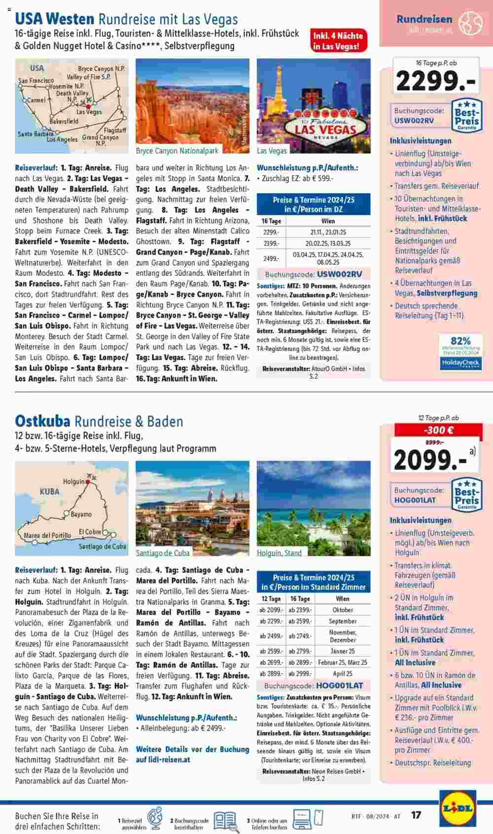 Lidl Reisen Flugblatt (ab 13.08.2024) - Angebote und Prospekt - Seite 17