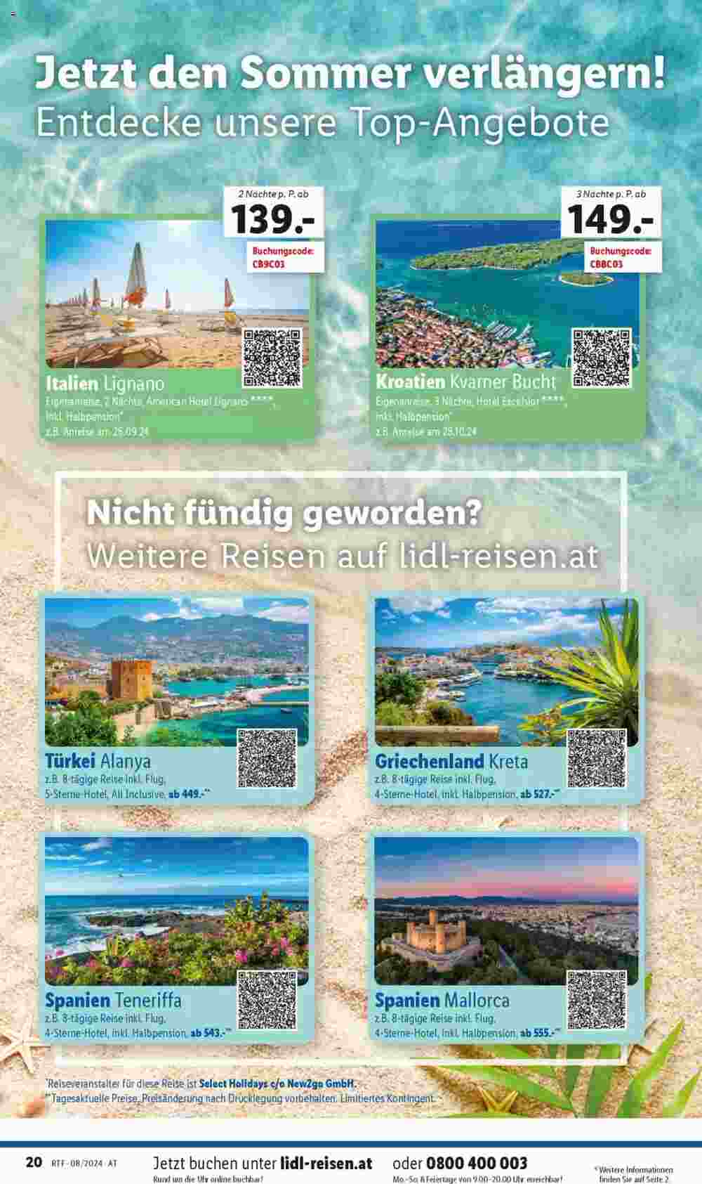 Lidl Reisen Flugblatt (ab 13.08.2024) - Angebote und Prospekt - Seite 20