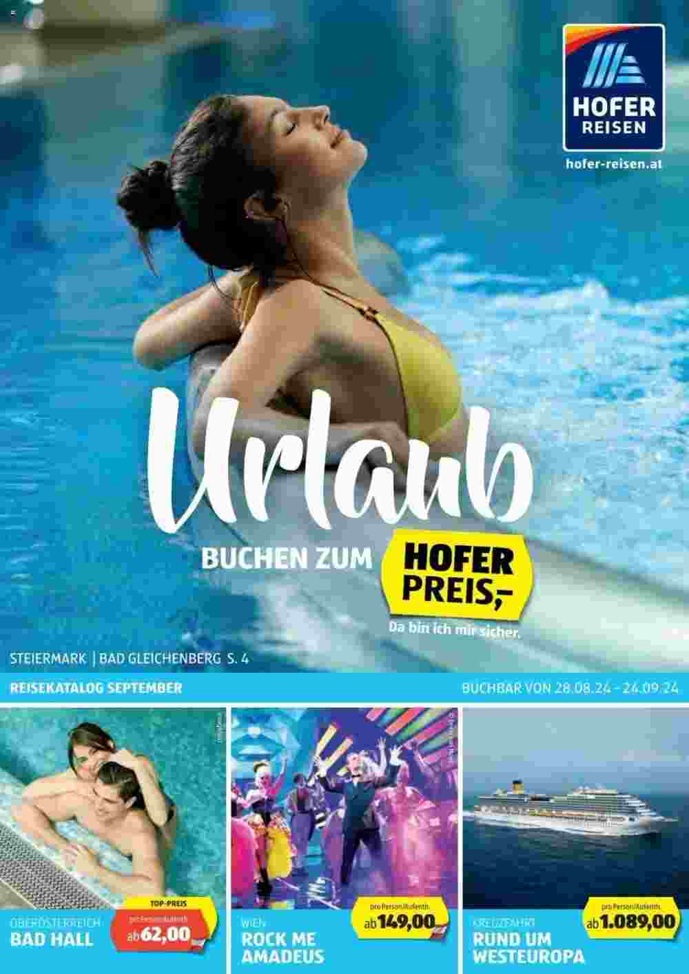 Hofer Reisen Flugblatt (ab 28.08.2024) - Angebote und Prospekt - Seite 1