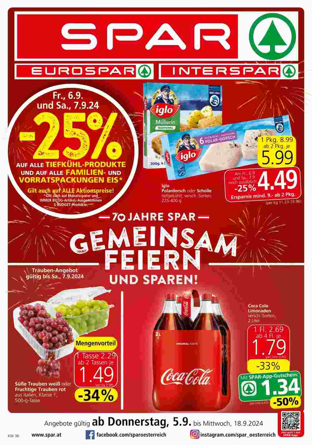 Spar Flugblatt (ab 05.09.2024) - Angebote und Prospekt - Seite 1