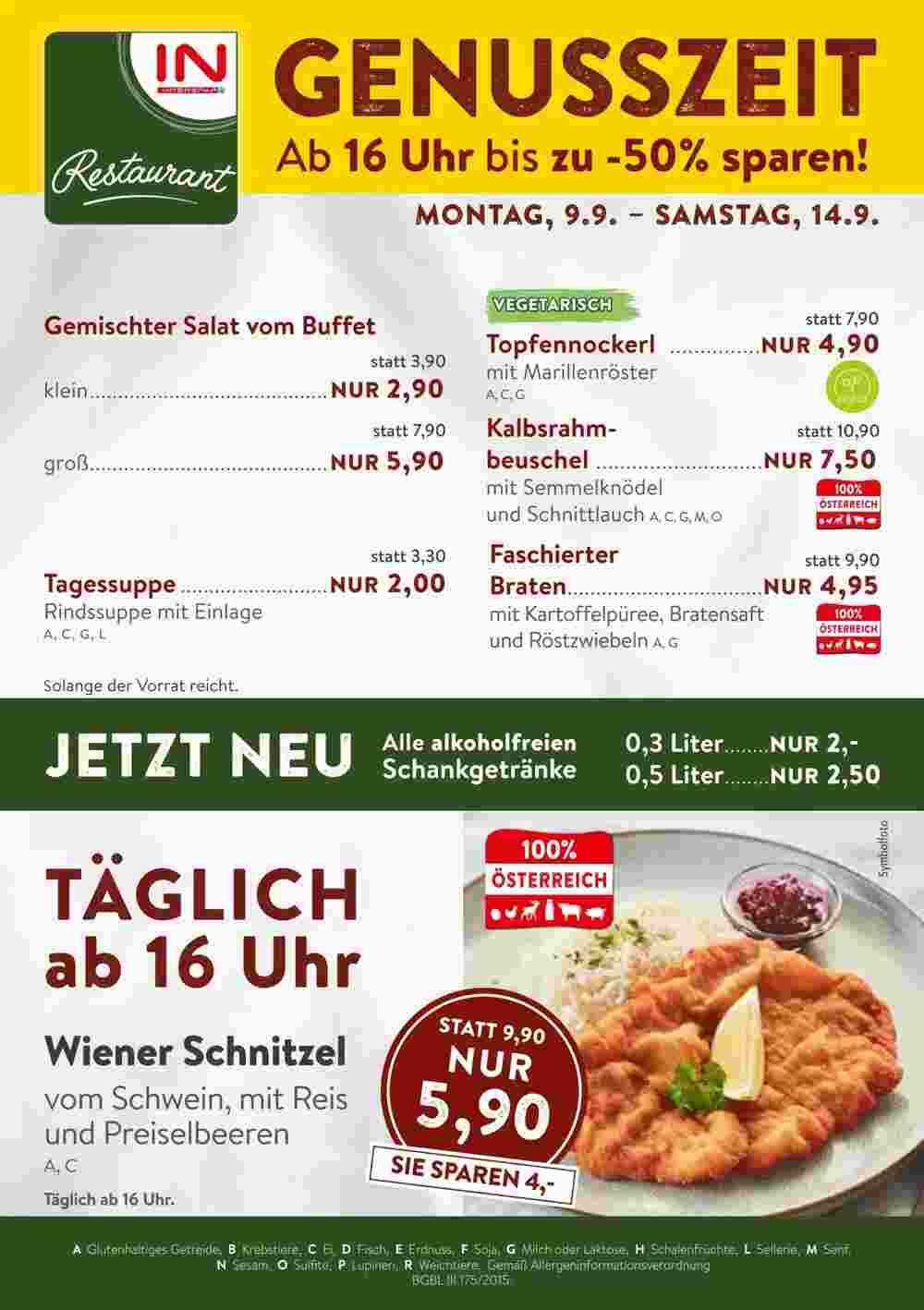 Interspar Restaurant Flugblatt (ab 09.09.2024) - Angebote und Prospekt - Seite 1