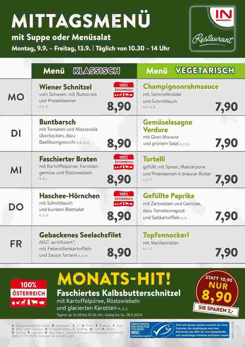 Interspar Restaurant Flugblatt (ab 09.09.2024) - Angebote und Prospekt - Seite 1