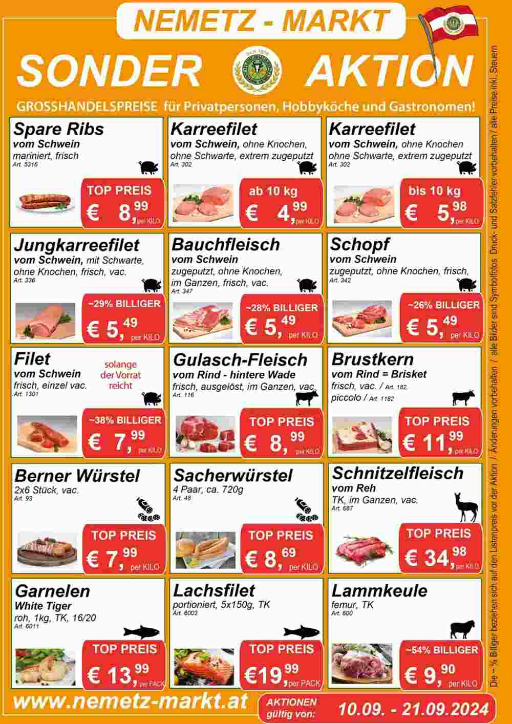 Nemetz Markt Flugblatt (ab 10.09.2024) - Angebote und Prospekt - Seite 1