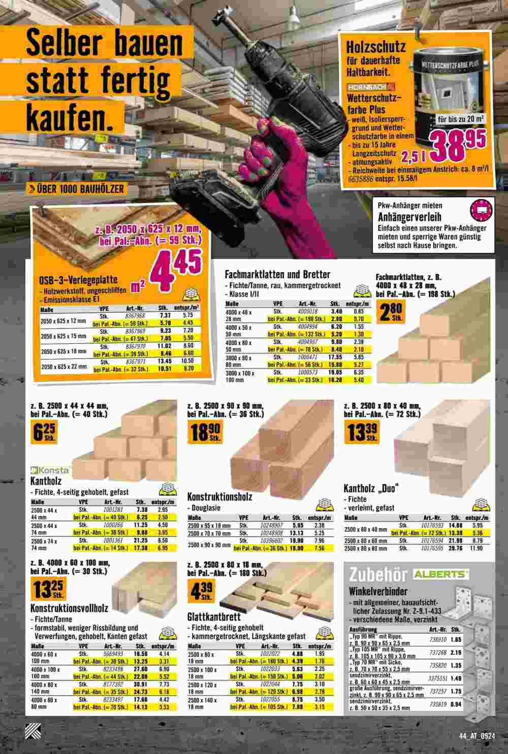 Hornbach Flugblatt (ab 11.09.2024) - Angebote und Prospekt - Seite 44