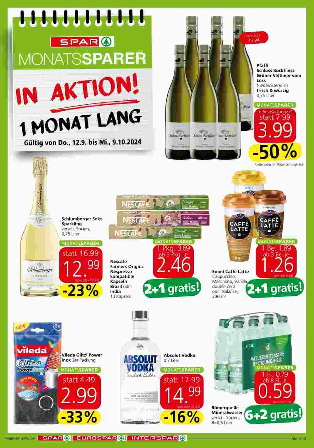 Spar Flugblatt (ab 12.09.2024) - Angebote und Prospekt - Seite 13