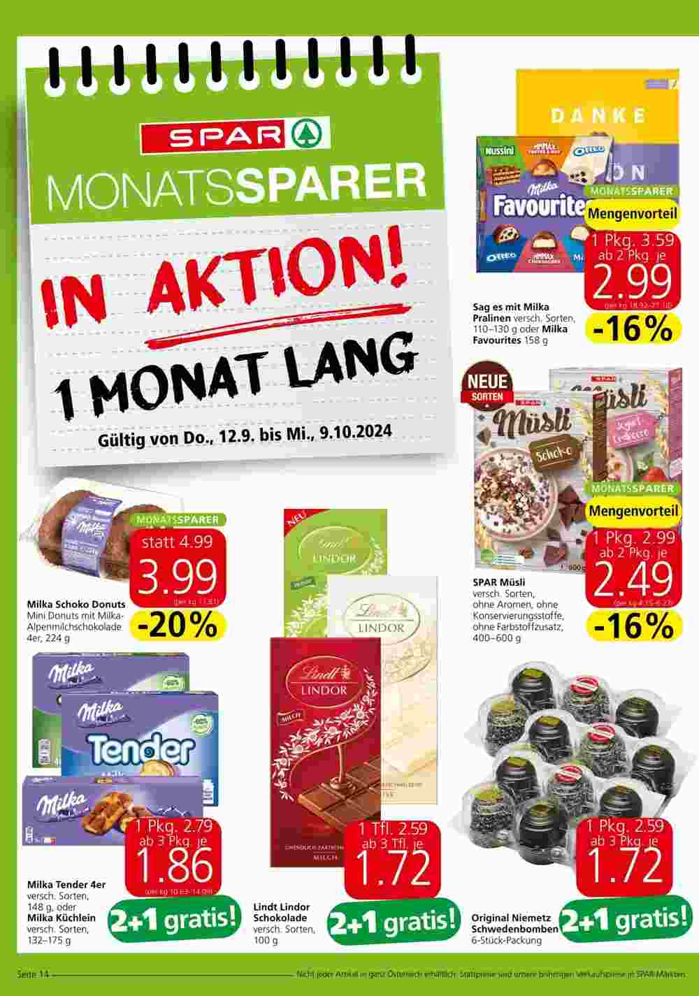 Spar Flugblatt (ab 12.09.2024) - Angebote und Prospekt - Seite 14