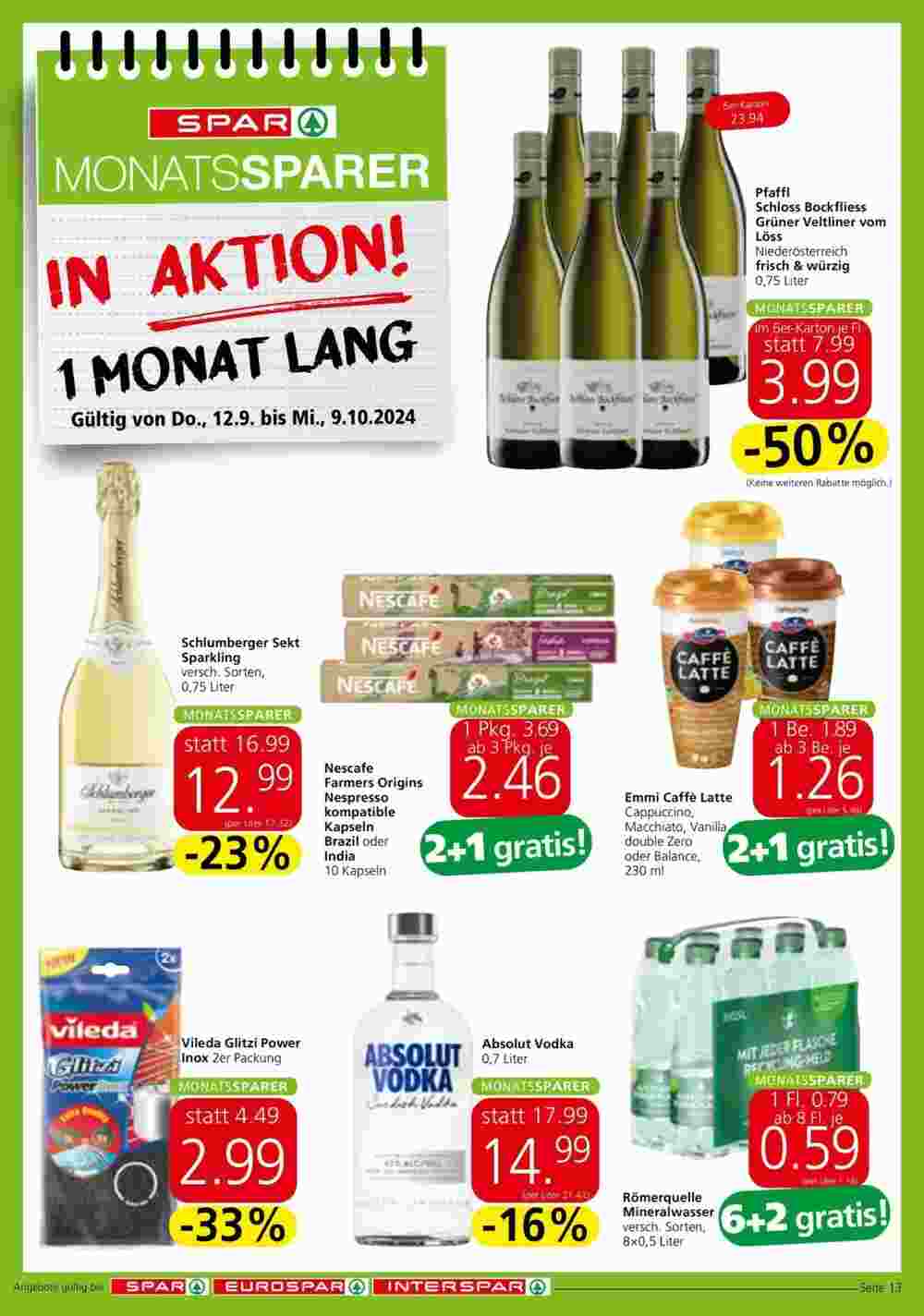 Spar Flugblatt (ab 12.09.2024) - Angebote und Prospekt - Seite 1