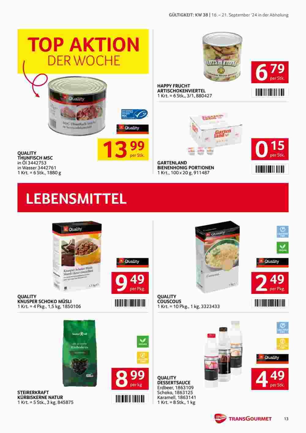 Transgourmet Flugblatt (ab 16.09.2024) - Angebote und Prospekt - Seite 13