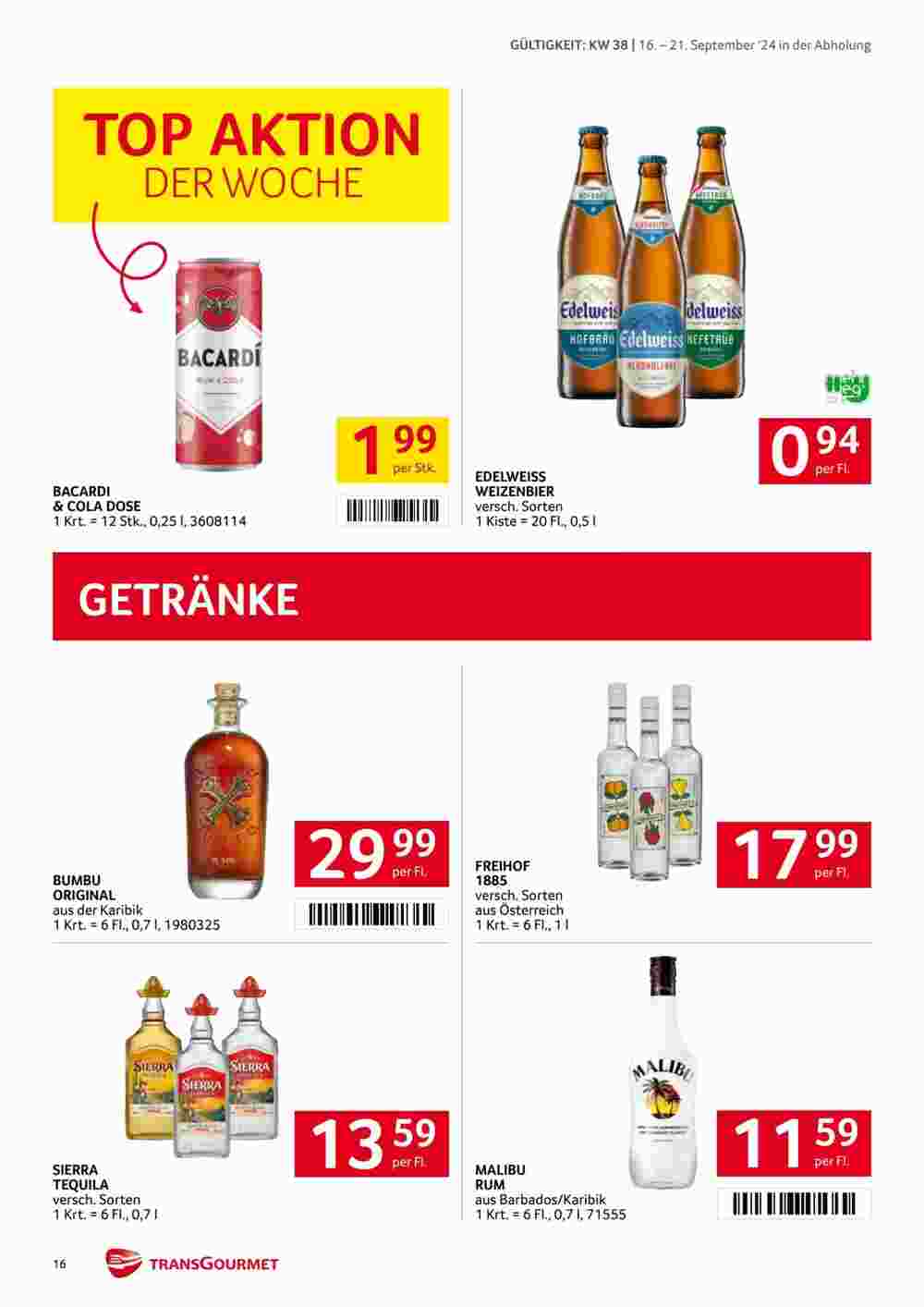 Transgourmet Flugblatt (ab 16.09.2024) - Angebote und Prospekt - Seite 16