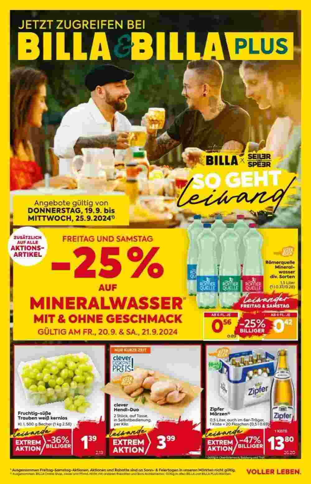 Billa Flugblatt (ab 19.09.2024) - Angebote und Prospekt - Seite 1