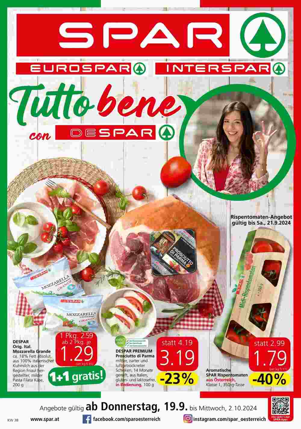 Spar Flugblatt (ab 19.09.2024) - Angebote und Prospekt - Seite 1