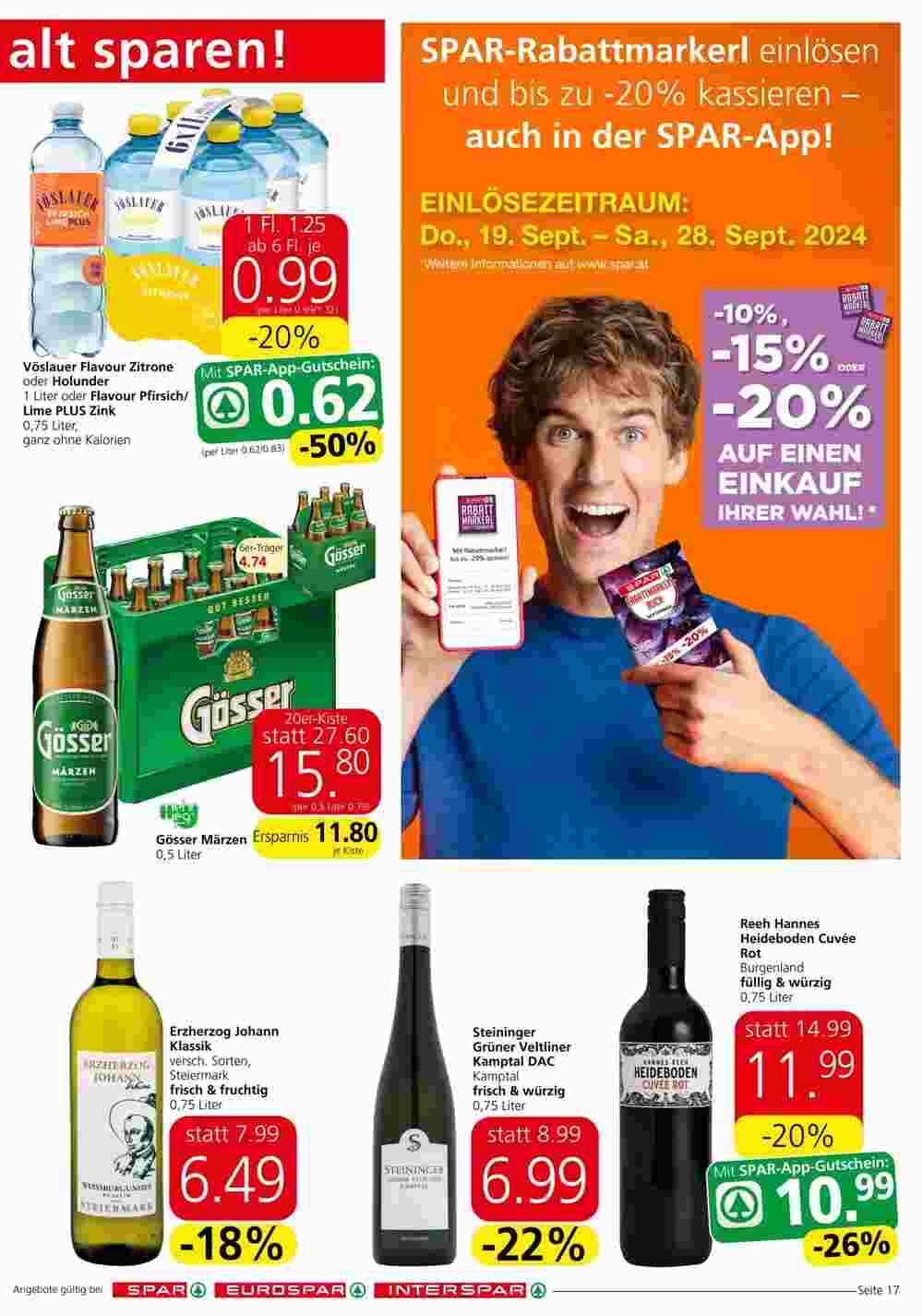 Spar Flugblatt (ab 19.09.2024) - Angebote und Prospekt - Seite 17