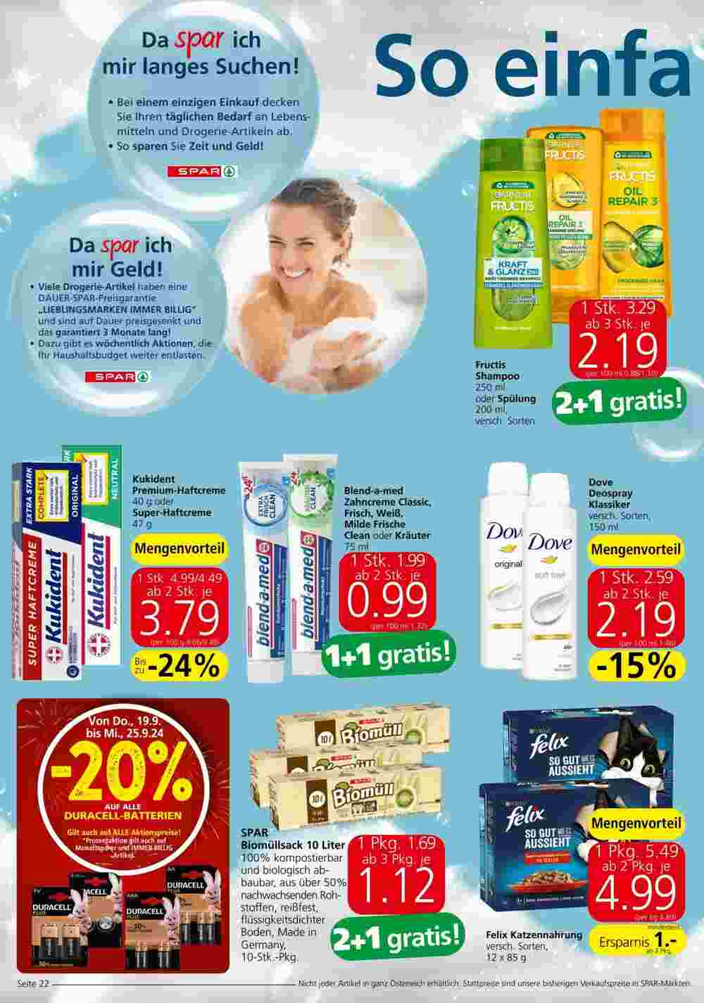 Spar Flugblatt (ab 19.09.2024) - Angebote und Prospekt - Seite 22