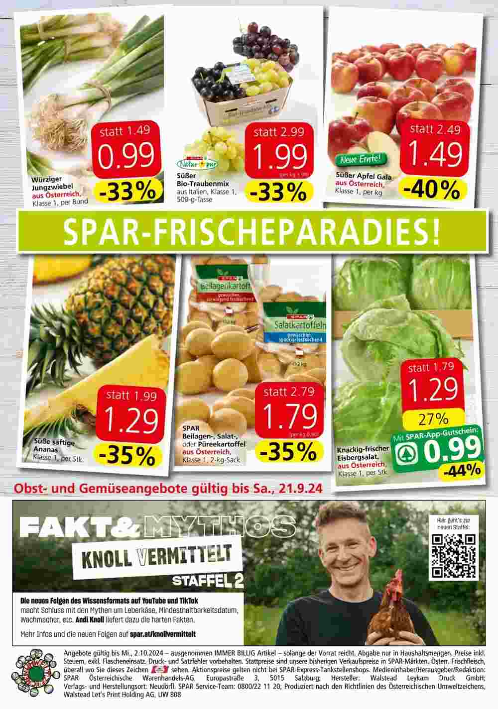 Spar Flugblatt (ab 19.09.2024) - Angebote und Prospekt - Seite 24