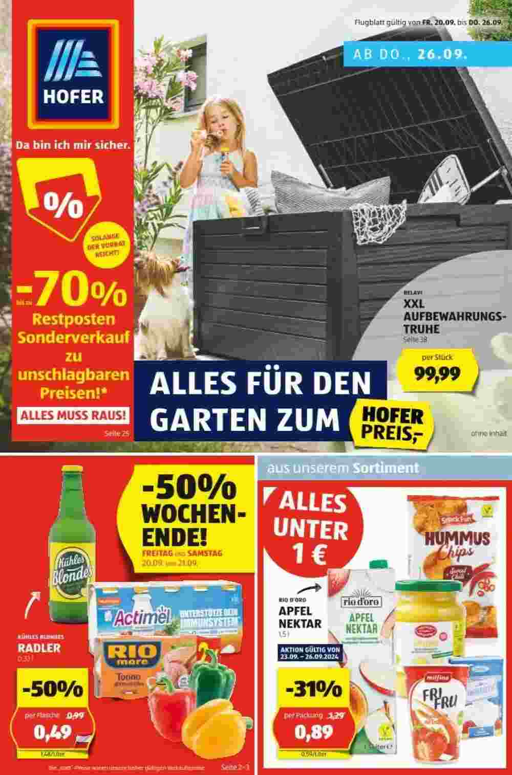 Hofer Flugblatt (ab 20.09.2024) - Angebote und Prospekt - Seite 1