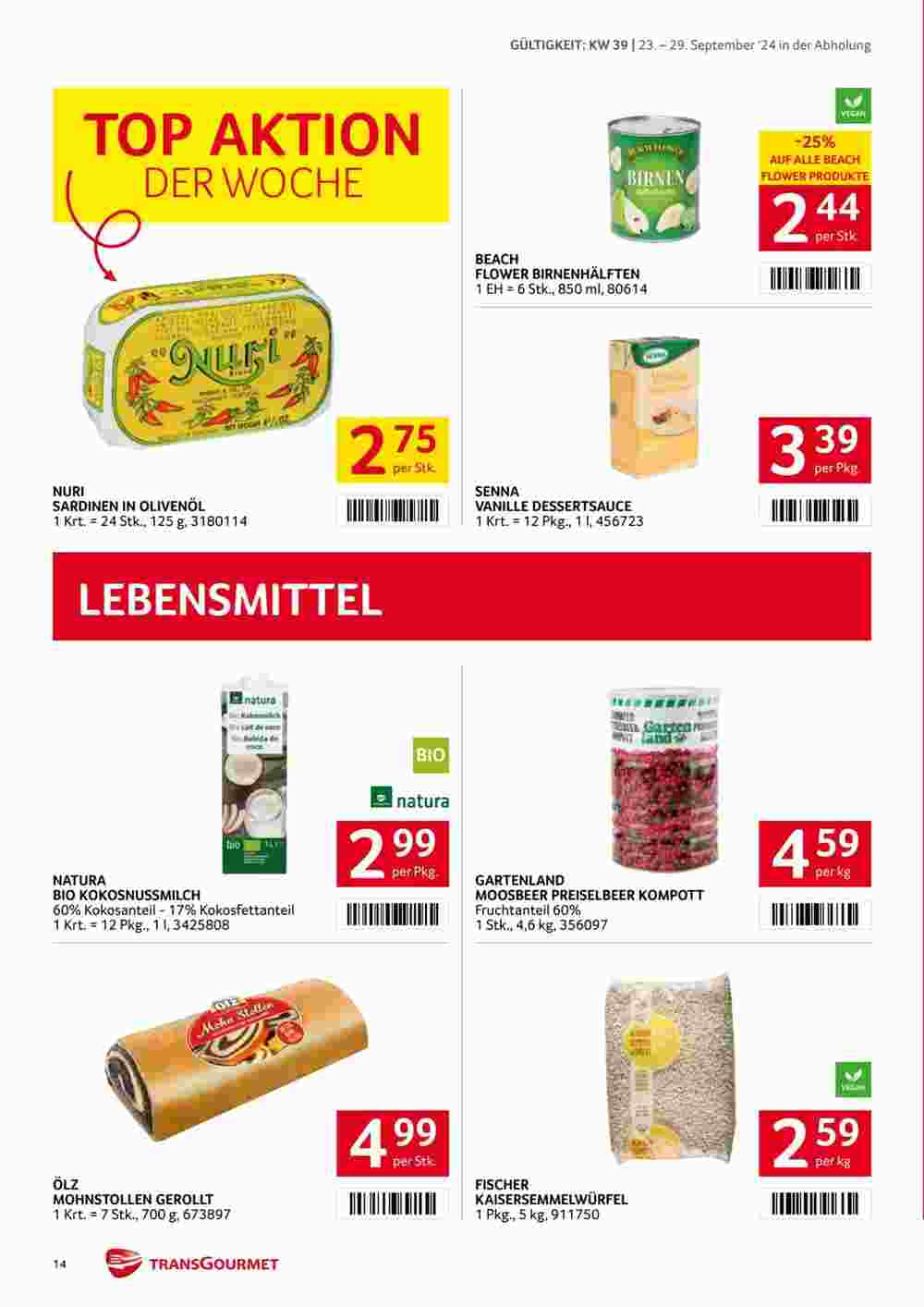 Transgourmet Flugblatt (ab 23.09.2024) - Angebote und Prospekt - Seite 14