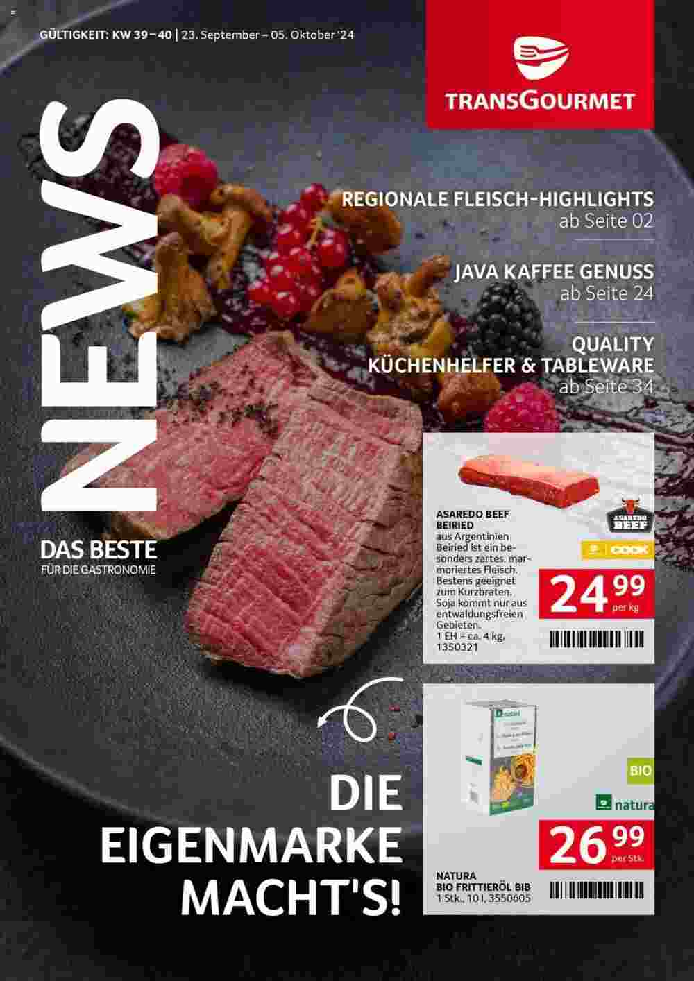 Transgourmet Flugblatt (ab 23.09.2024) - Angebote und Prospekt - Seite 1