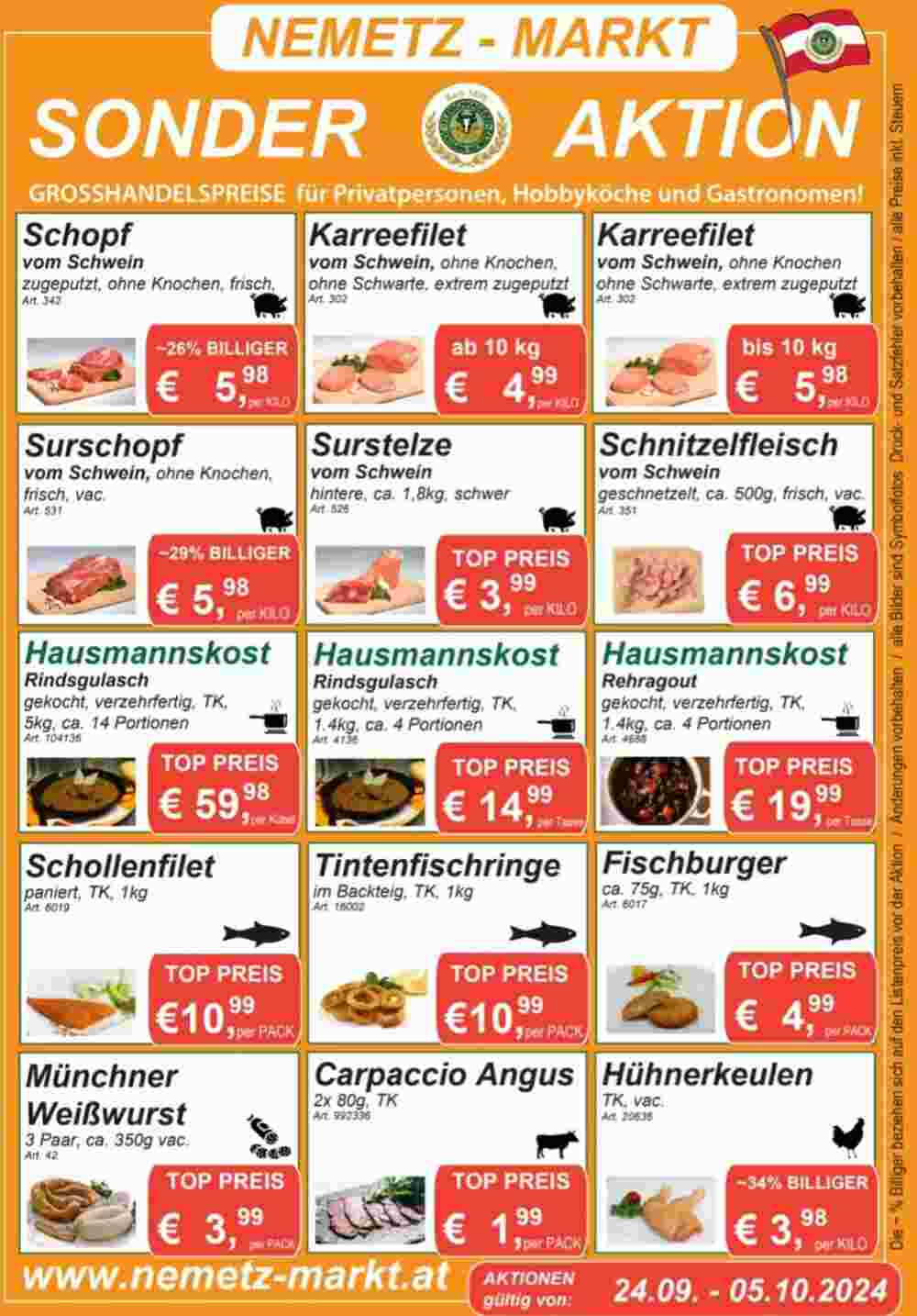 Nemetz Markt Flugblatt (ab 24.09.2024) - Angebote und Prospekt - Seite 1