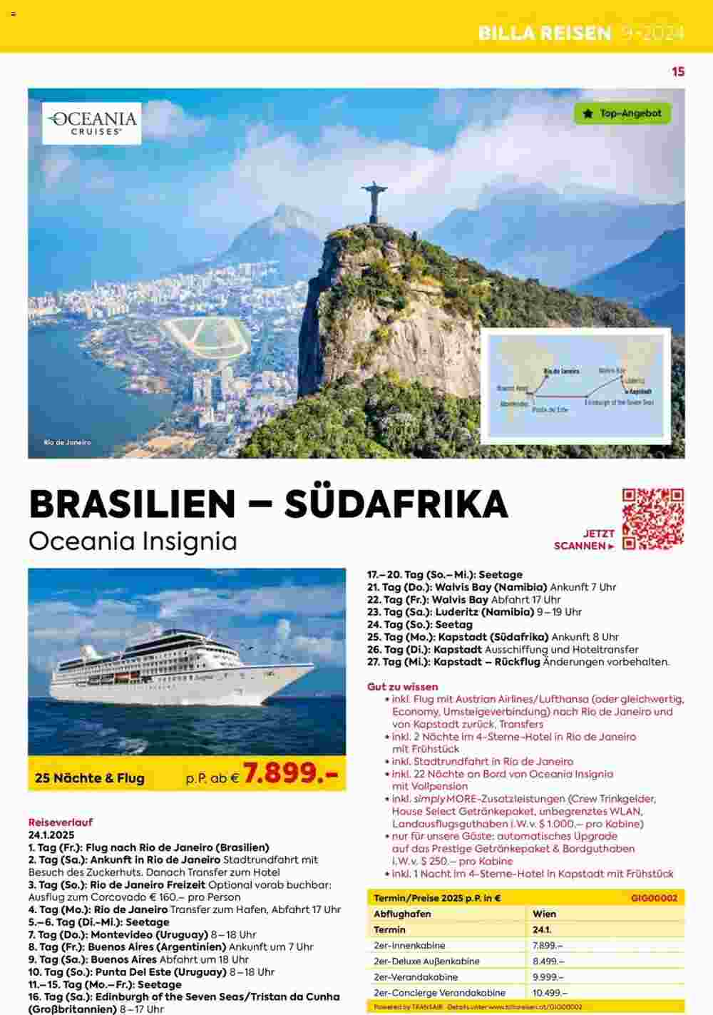 Billa Reisen Flugblatt (ab 26.09.2024) - Angebote und Prospekt - Seite 15