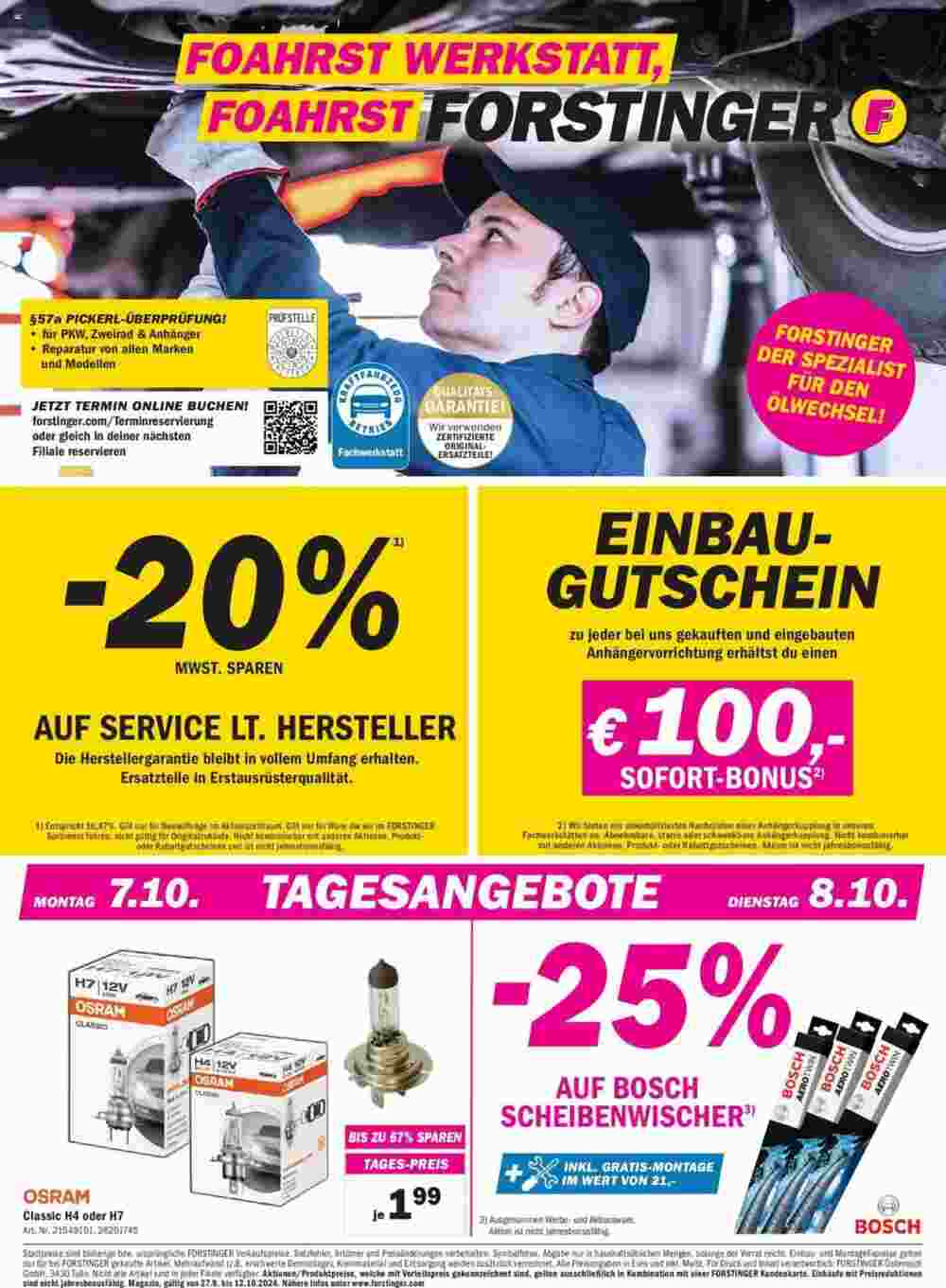 Forstinger Flugblatt (ab 27.09.2024) - Angebote und Prospekt - Seite 1