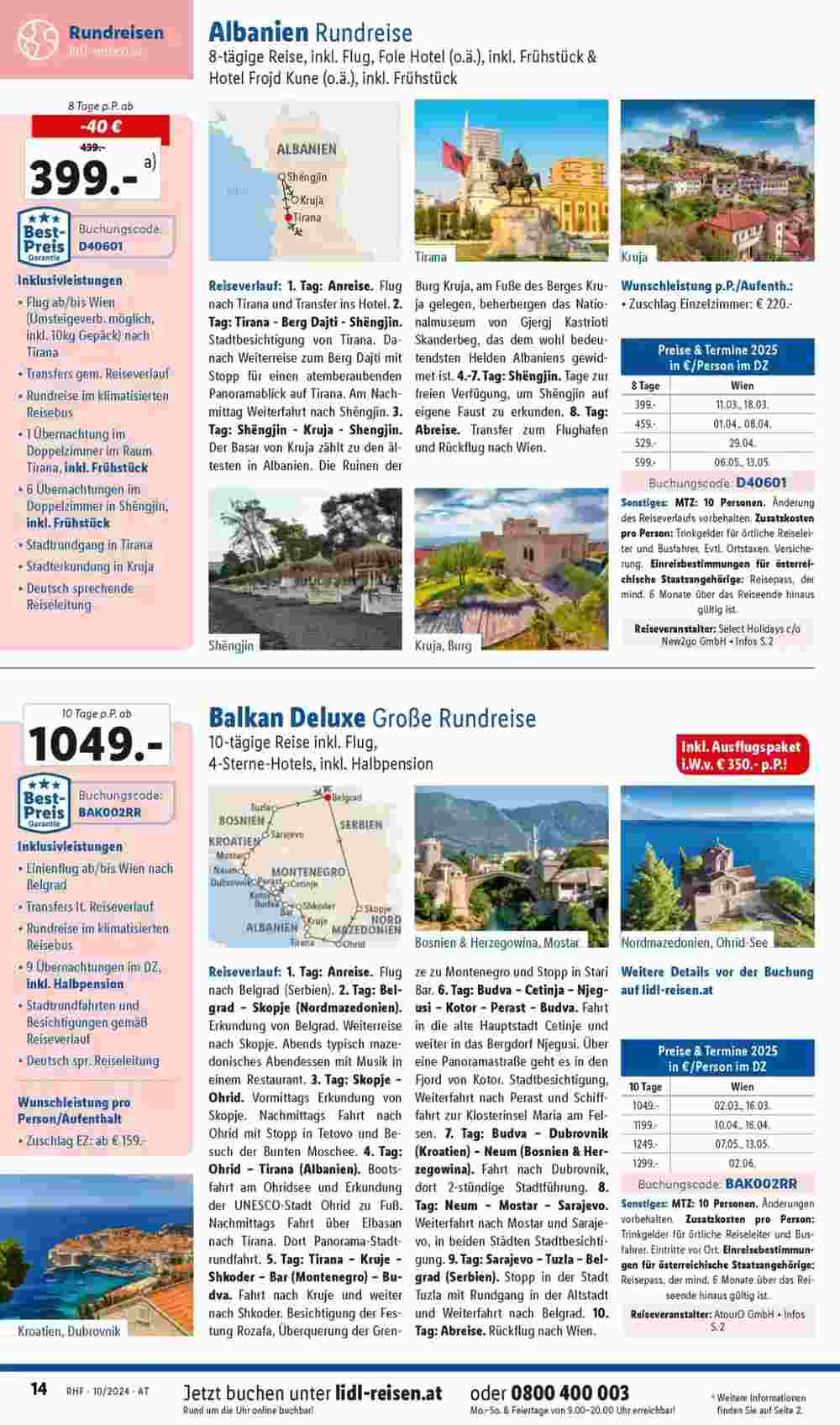 Lidl Reisen Flugblatt (ab 28.09.2024) - Angebote und Prospekt - Seite 14