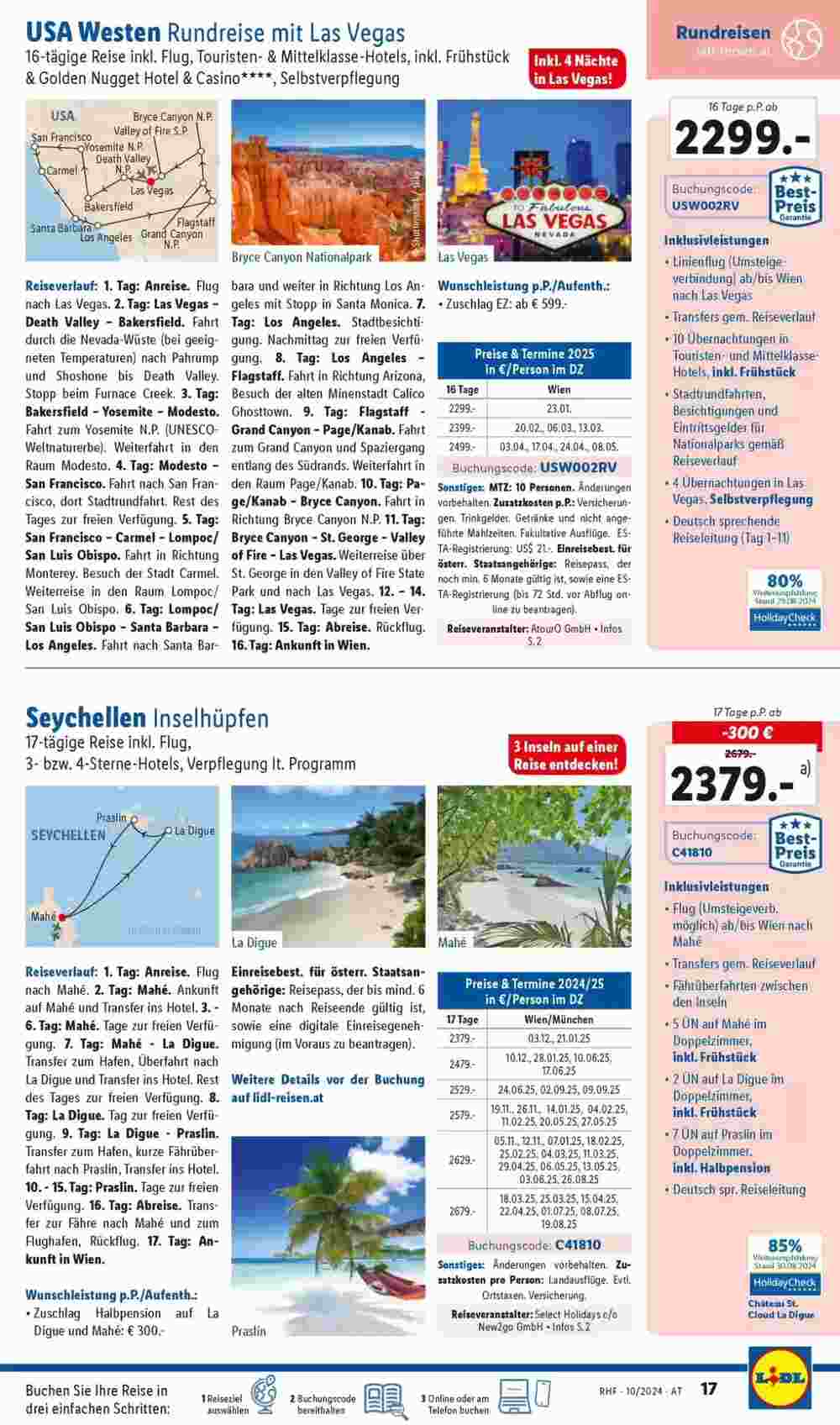 Lidl Reisen Flugblatt (ab 28.09.2024) - Angebote und Prospekt - Seite 17