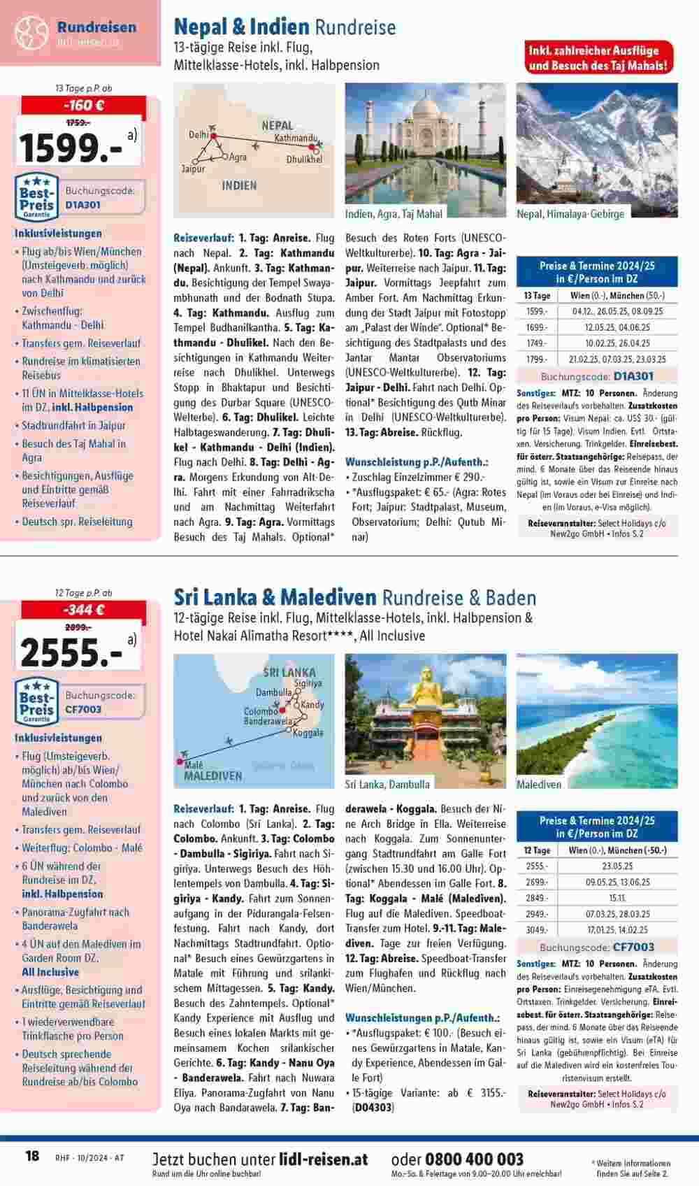 Lidl Reisen Flugblatt (ab 28.09.2024) - Angebote und Prospekt - Seite 18