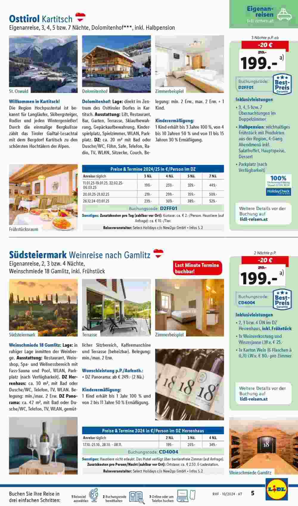 Lidl Reisen Flugblatt (ab 28.09.2024) - Angebote und Prospekt - Seite 5