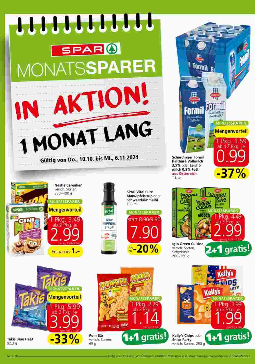 Spar Flugblatt (ab 10.10.2024) - Angebote und Prospekt - Seite 1