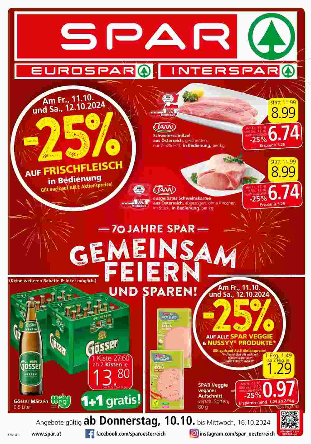 Spar Flugblatt (ab 10.10.2024) - Angebote und Prospekt - Seite 1