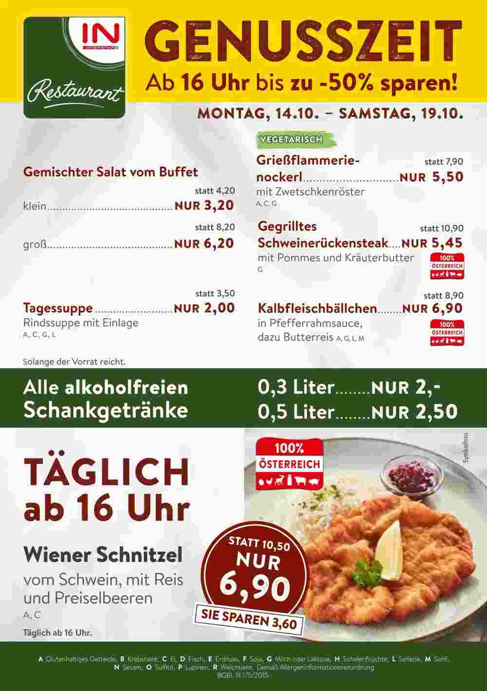 Interspar Restaurant Flugblatt (ab 14.10.2024) - Angebote und Prospekt - Seite 1