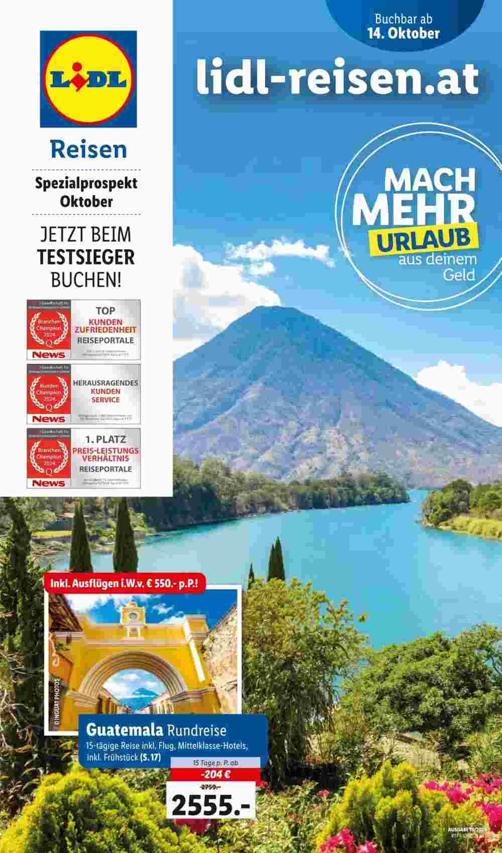 Lidl Reisen Flugblatt (ab 14.10.2024) - Angebote und Prospekt - Seite 1