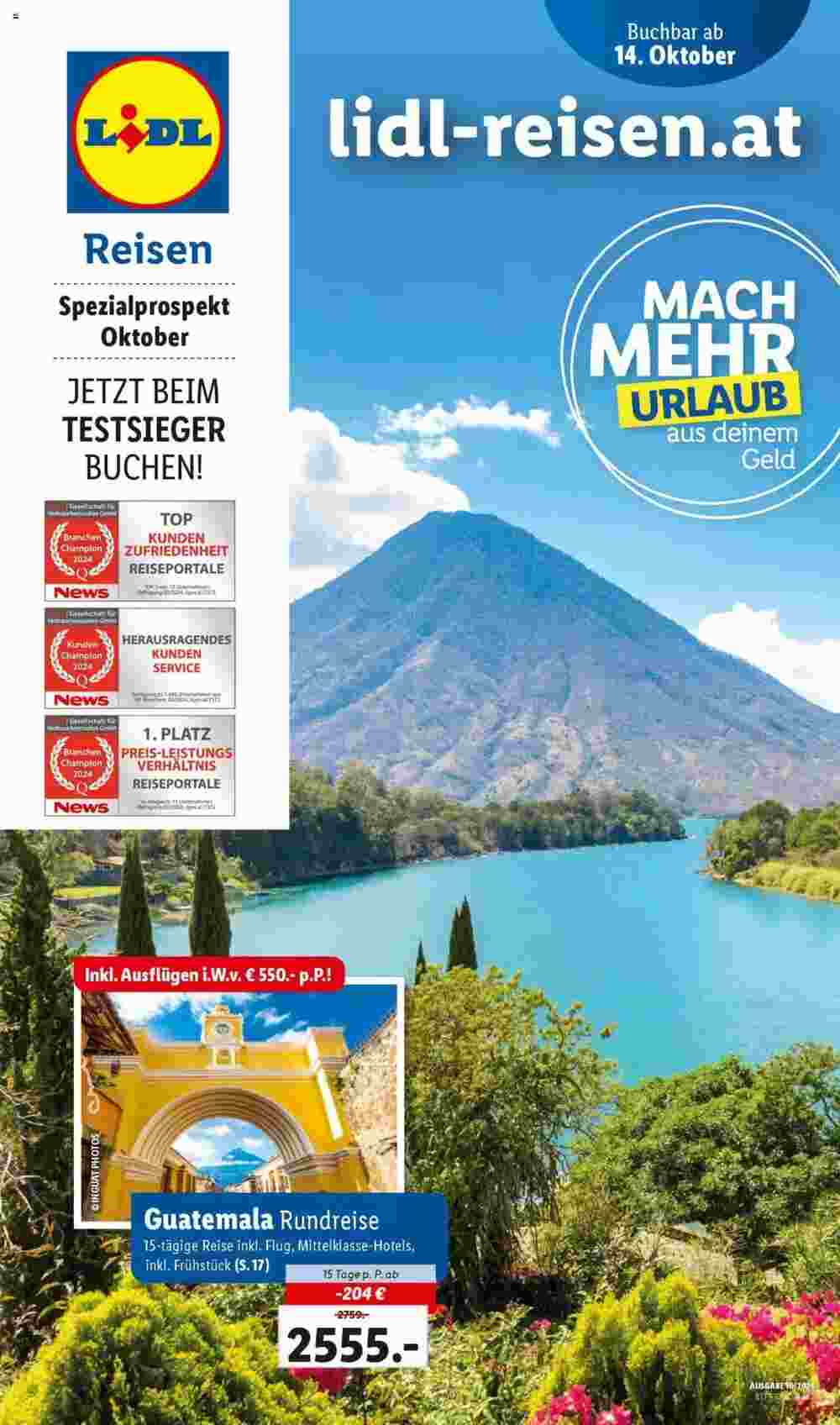 Lidl Reisen Flugblatt (ab 14.10.2024) - Angebote und Prospekt - Seite 1