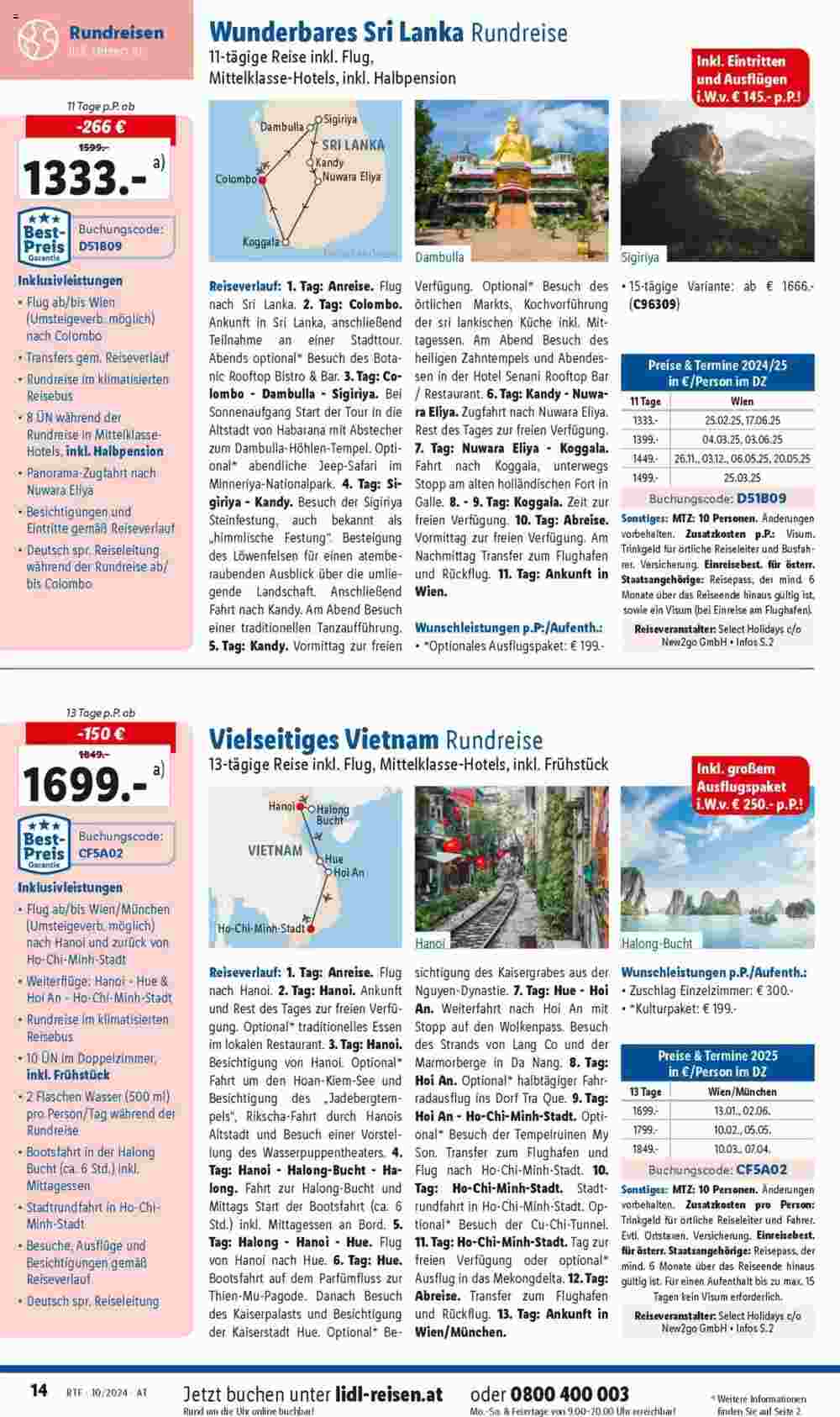 Lidl Reisen Flugblatt (ab 14.10.2024) - Angebote und Prospekt - Seite 14