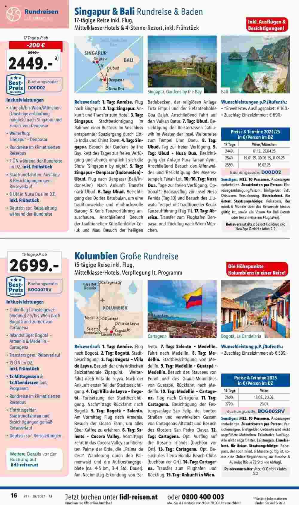 Lidl Reisen Flugblatt (ab 14.10.2024) - Angebote und Prospekt - Seite 16