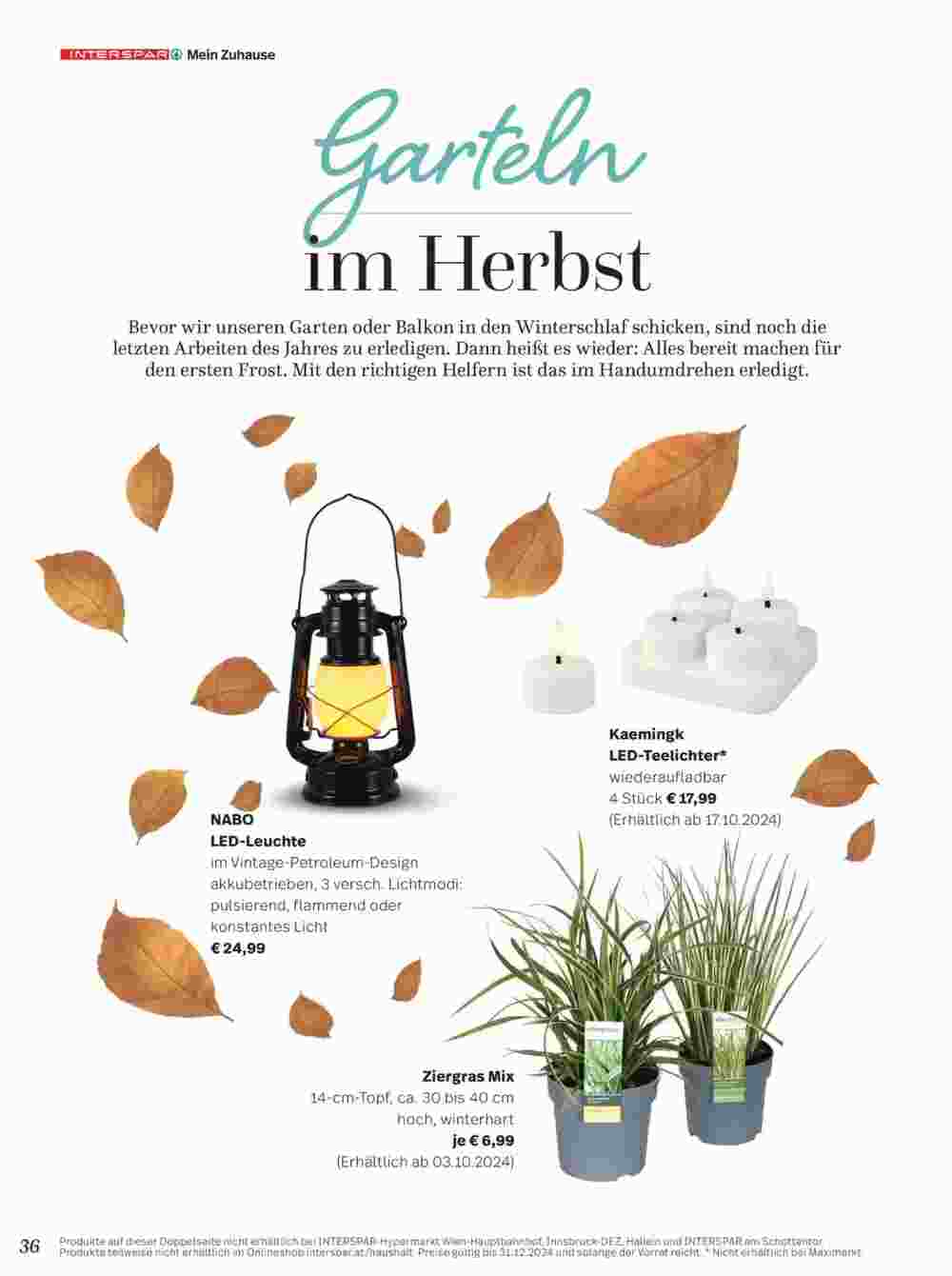 Interspar Restaurant Flugblatt (ab 16.10.2024) - Angebote und Prospekt - Seite 36