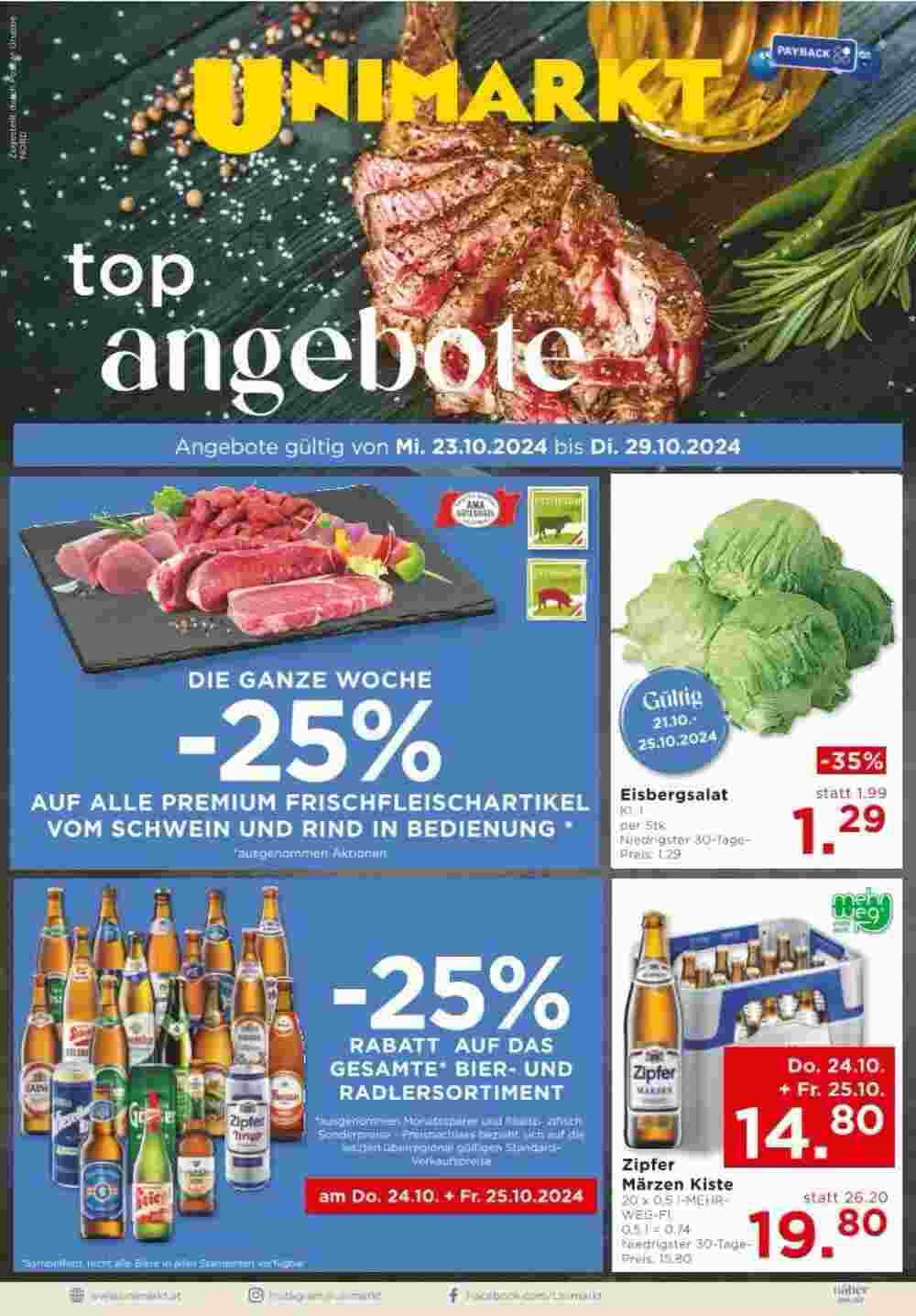 Unimarkt Flugblatt (ab 23.10.2024) - Angebote und Prospekt - Seite 1