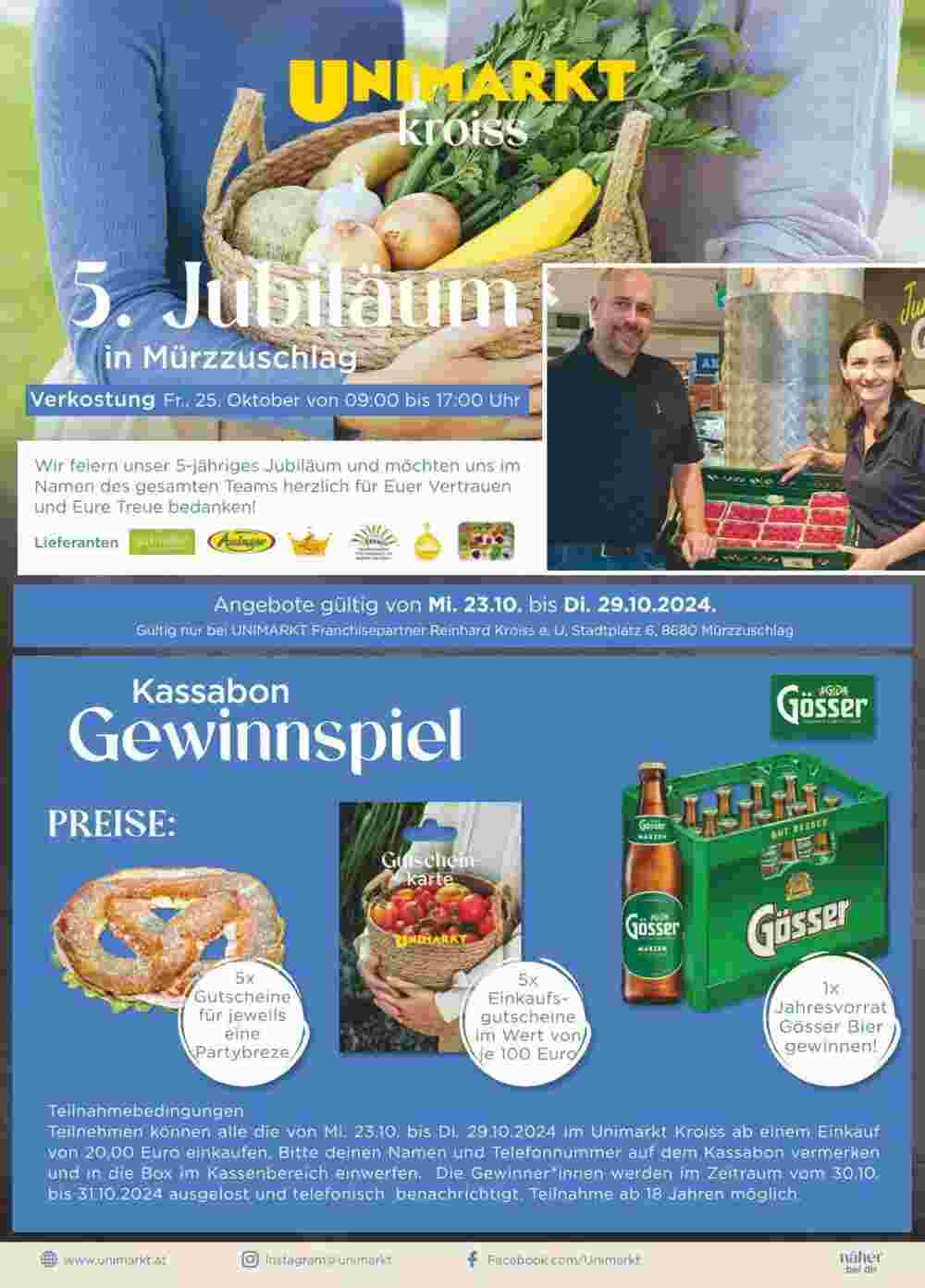 Unimarkt Flugblatt (ab 23.10.2024) - Angebote und Prospekt - Seite 1