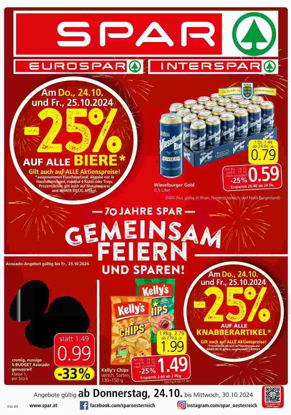 Spar Flugblatt (ab 24.10.2024) - Angebote und Prospekt - Seite 1