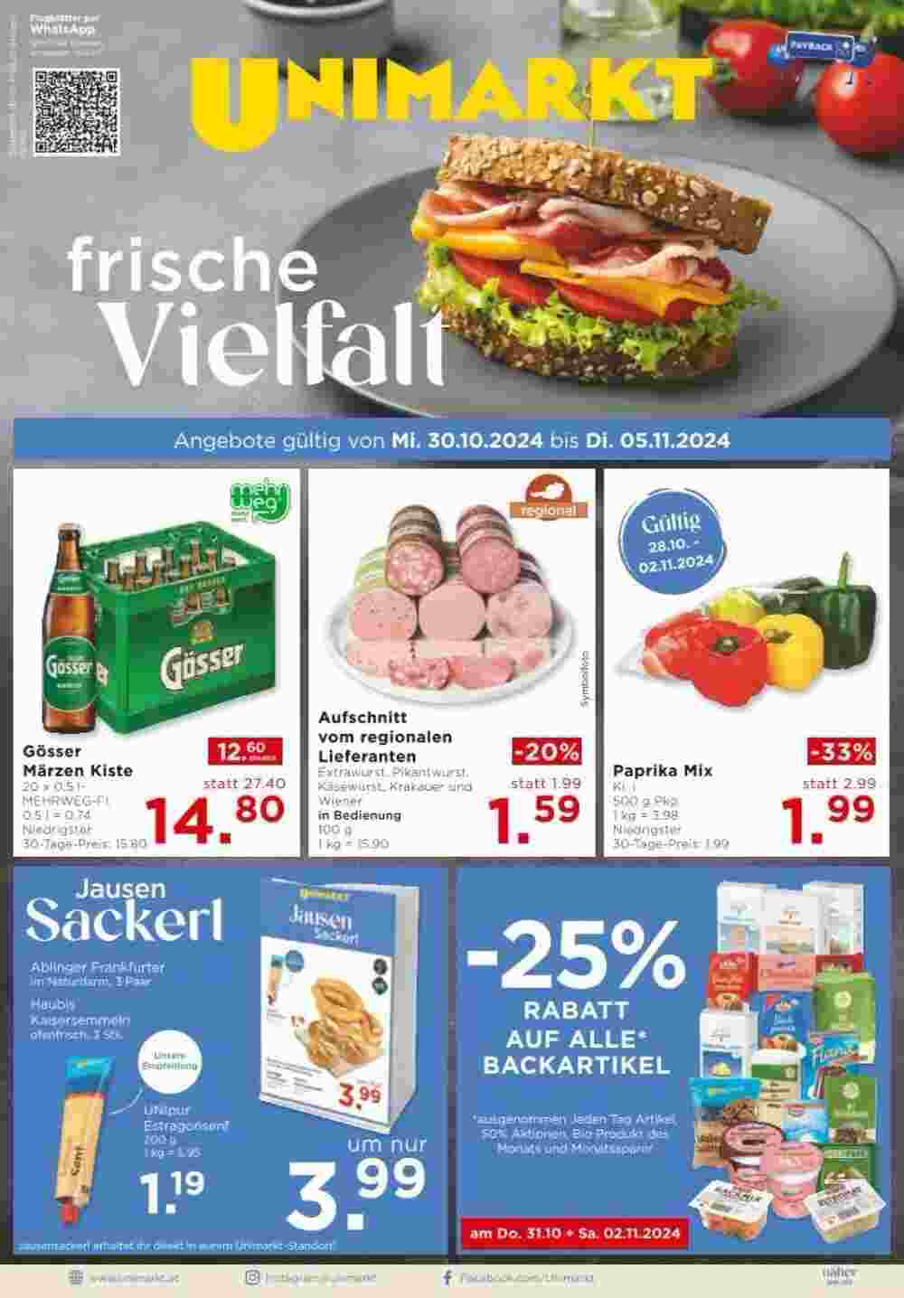 Unimarkt Flugblatt (ab 30.10.2024) - Angebote und Prospekt - Seite 1