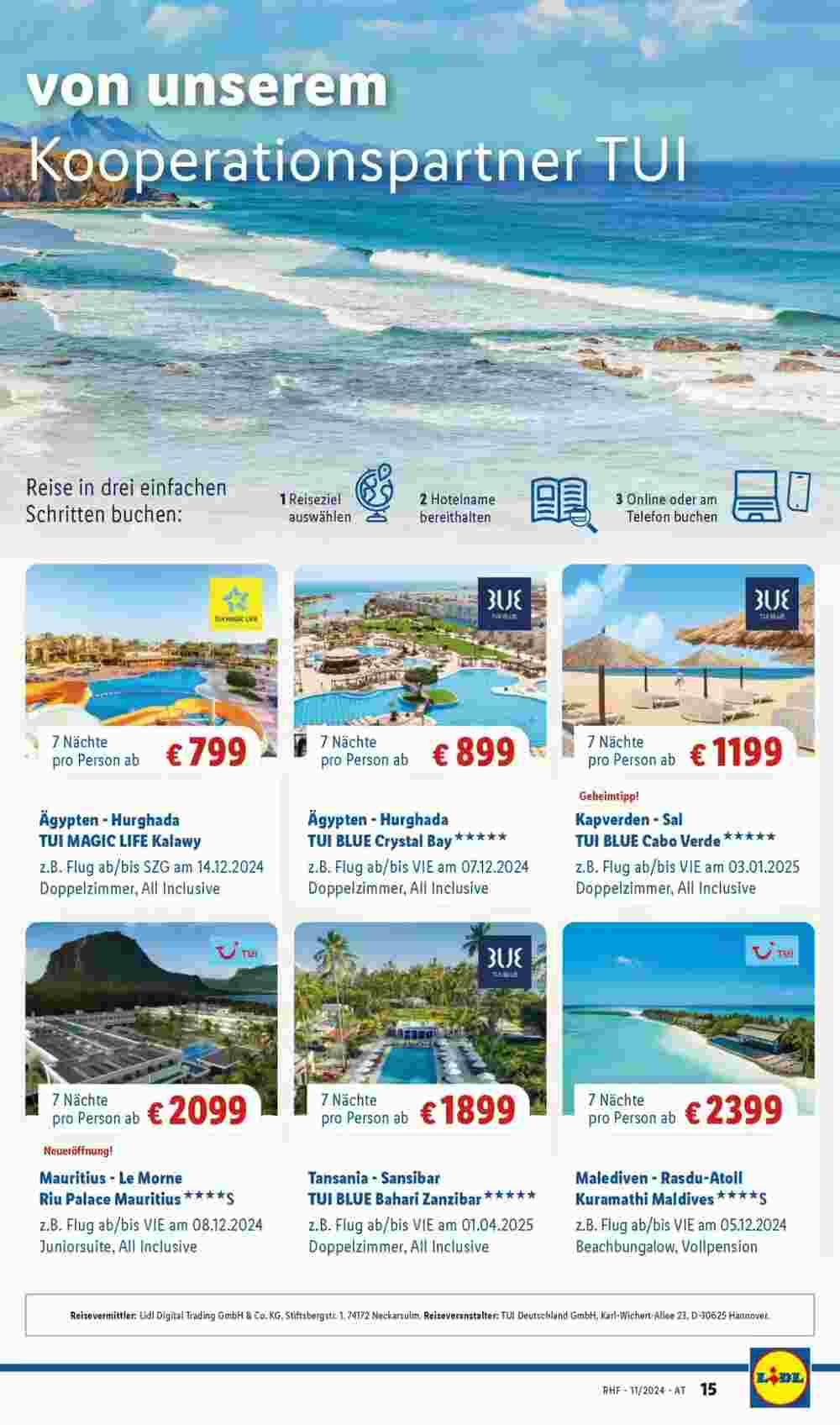 Lidl Reisen Flugblatt (ab 30.10.2024) - Angebote und Prospekt - Seite 15