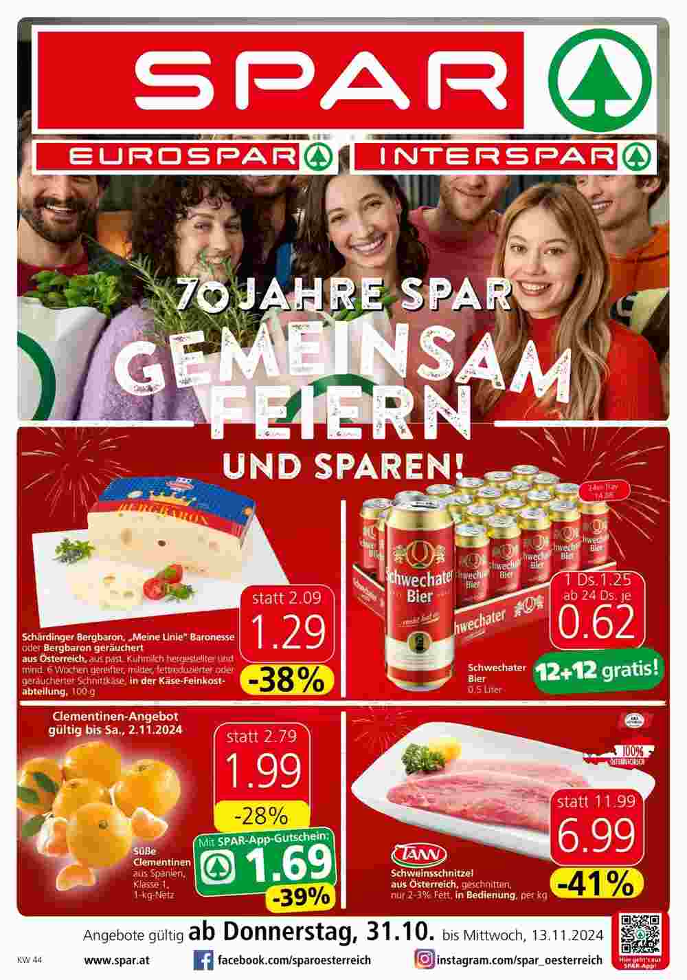 Spar Flugblatt (ab 31.10.2024) - Angebote und Prospekt - Seite 1