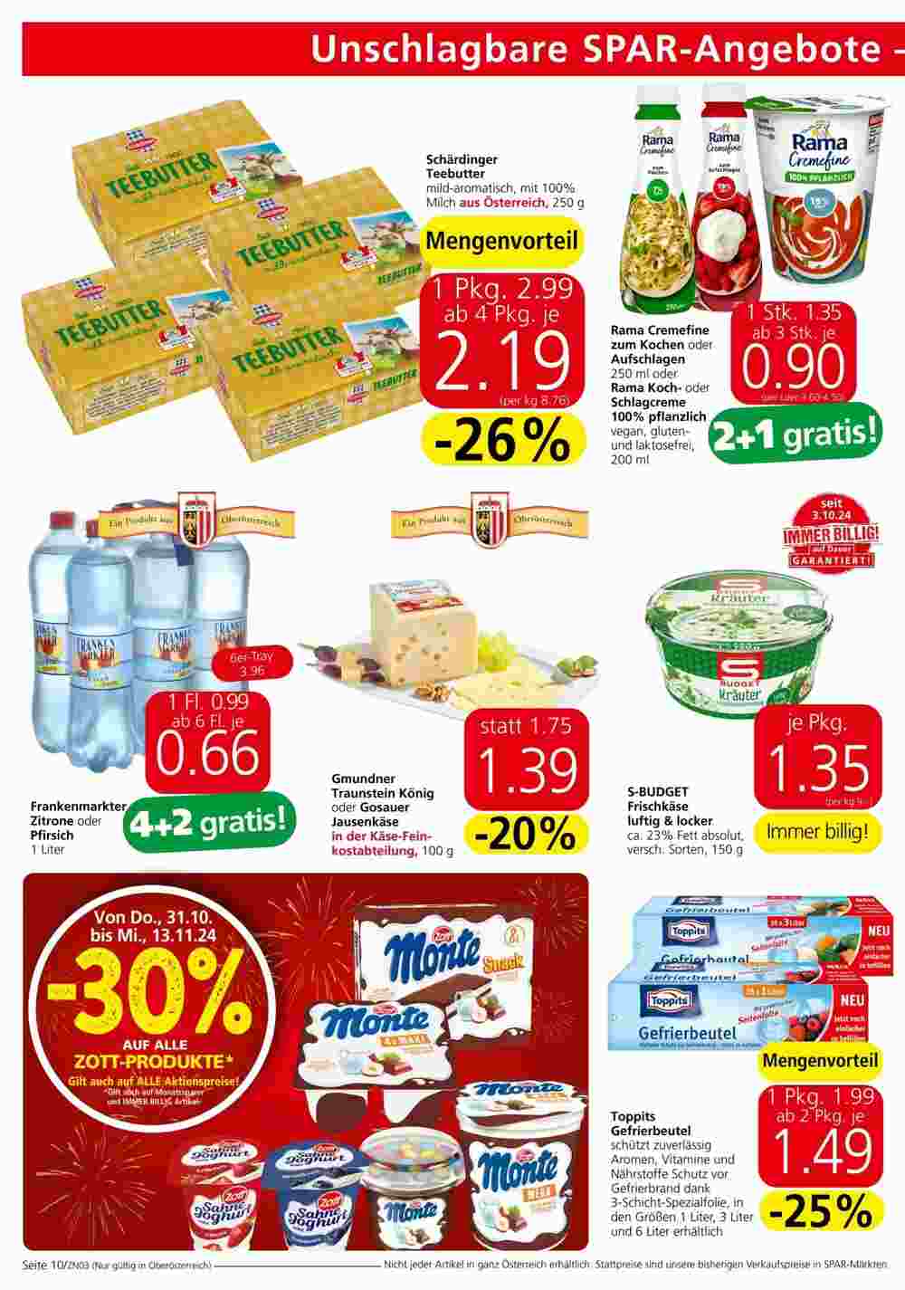 Spar Flugblatt (ab 31.10.2024) - Angebote und Prospekt - Seite 10