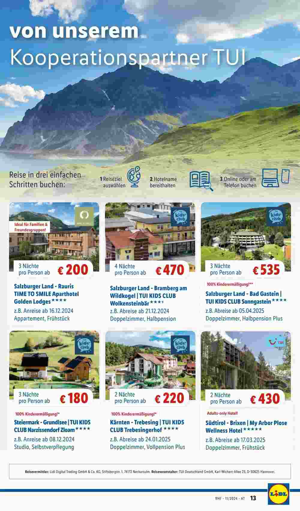 Lidl Reisen Flugblatt (ab 01.11.2024) - Angebote und Prospekt - Seite 13